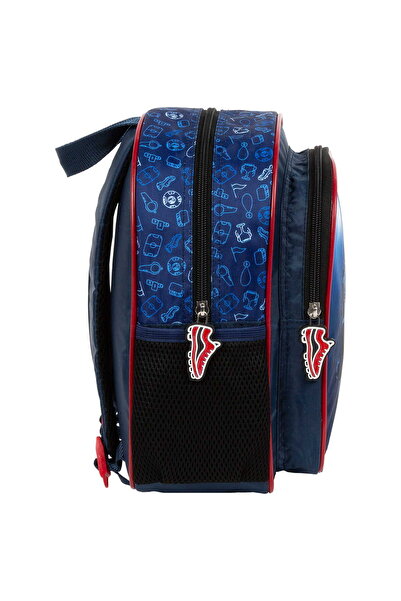 zola Preschool backpack, lightweight, 2 compartments, blue with football, 29x23x14 cm