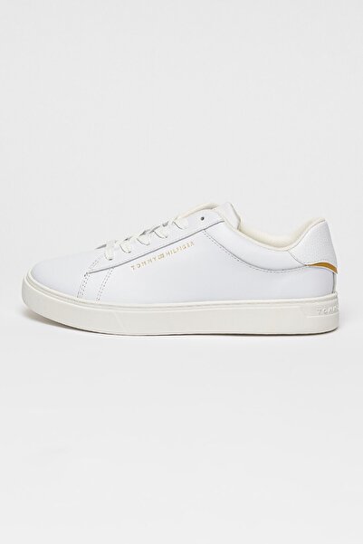 Tommy Hilfiger - Women's Leather Sneakers with Contrasting Trim, Optic White, Size 37