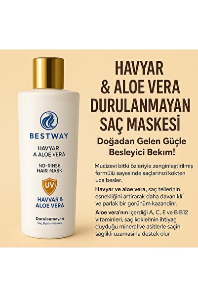 BESTWAY KUAFÖR & GÜZELLİK SALONU Havyar Ve Aloe Veralı Durulanmayan Saç Maskesi