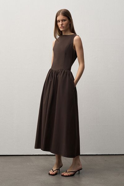 Mathilda By Çiğdem Bilici Women's Bitter Brown Diana Midi Dress