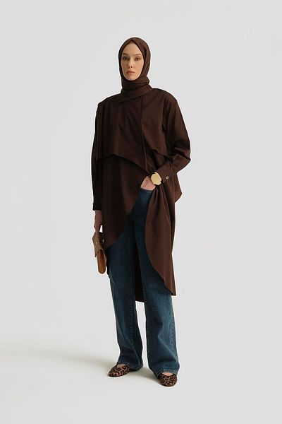Armine Asymmetrical Cotton Tunic 25Y4703 Brown