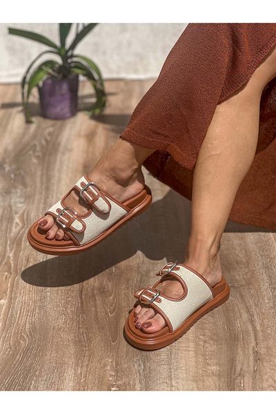 SİBA SHOES Lina Wicker Detailed Women's Slippers