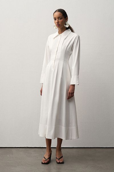Mathilda By Çiğdem Bilici Women's White Beliz Midi Shirt Dress