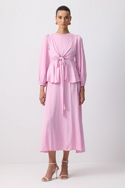 Touché Privé Front Tie Satin Skirt Set