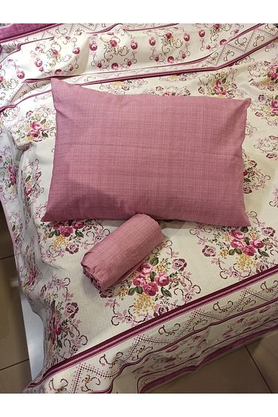 ŞENER HOME Bouquet Patterned Sheet Elastic Single Pique Set - Lilac