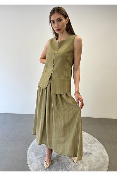 ossons Lined Vest Skirt Set