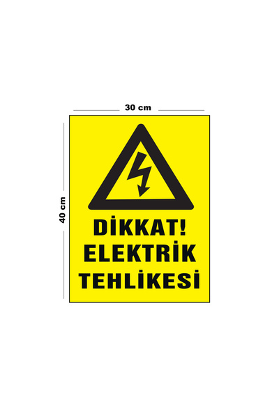 Lucena Metal Dikkat Elektrik Tehlikesi 30 cm x 40 cm A3 Büyüklüğünde Uyarı Le...