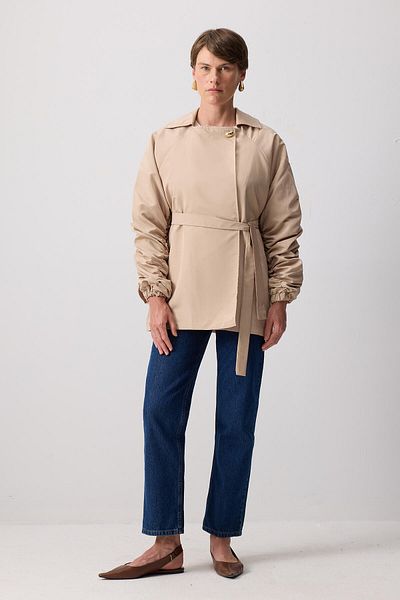 Touché Privé Belted Sleeve Gathered Micro Jacket
