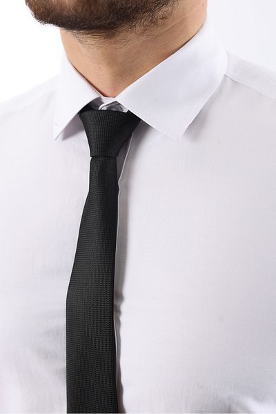 WOWA COMPANY Ανδρικό Classic Slim Basic μακρυμάνικο λεπτό λευκό πουκάμισο