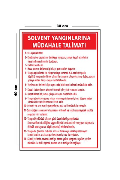 Lucena Metal Solvent Fires Response Instruction 30cm X 40cm A3 Size Warning Sign Directional