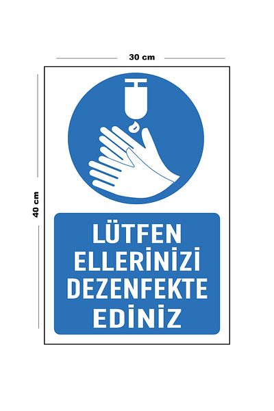 Lucena Metal Please Disinfect Your Hands 30 cm X 40 cm A3 Size Warning Sign Directional