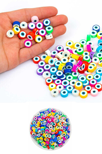 Kardelux 25 Adet 10mm Fimo Karışık Renkli Boncuk - Nazar Boncuğu - Göz - Bonc...