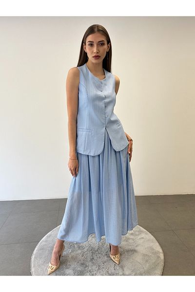 ossons Lined Vest Skirt Set