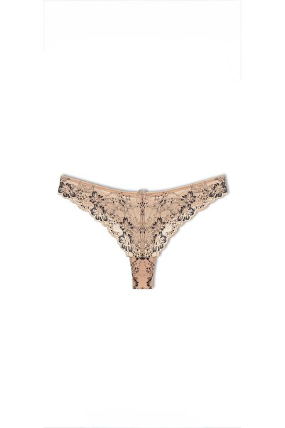 YOYYO Tanga din dantelă, cu detaliu din bumbac