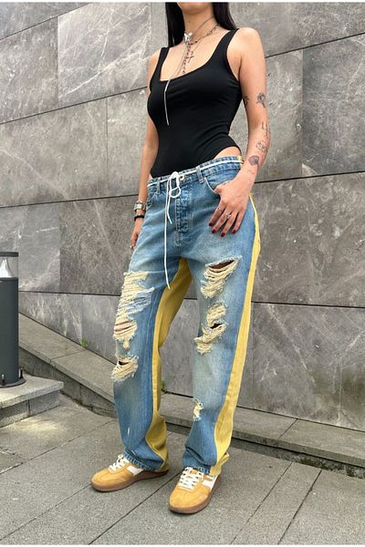 serline Ripped Detailed Loose Fit Trousers
