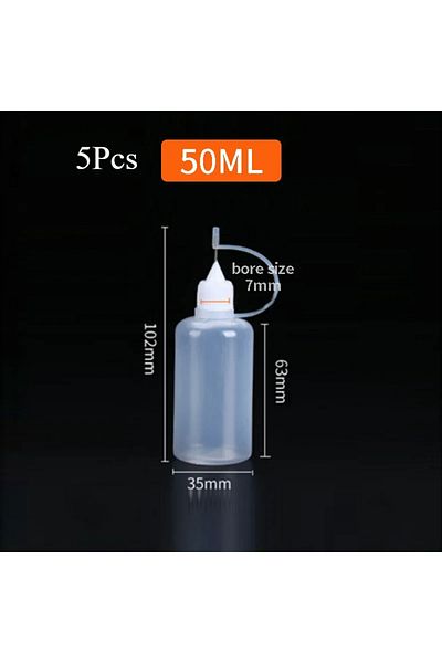 Choice 5Pcs-50ml 5 Pcs Needle Tip Glue Bottle Squeeze Plastic Bottle Dispensing Needle Sealing Cap Liquid F