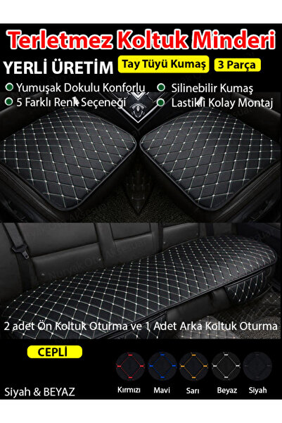Nuryak Oto Aksesuar Anti-Sweat Fabric Car Seat Cushion 3 Pieces Front and Rea...