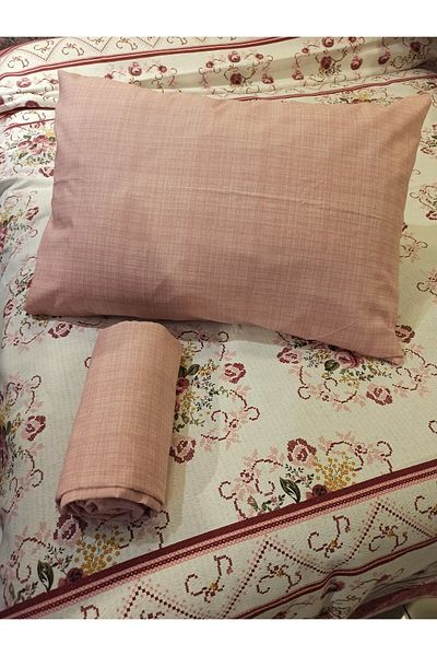 ŞENER HOME Bouquet Patterned Sheet Elastic Single Pique Set - Salmon
