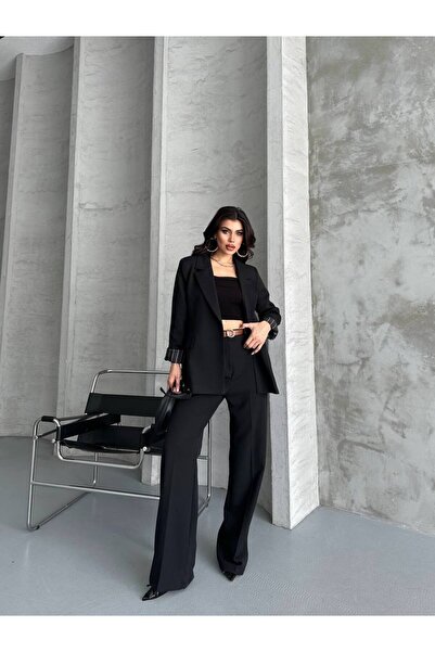 Moda İkra Blazer Jacket Pants Belt Suit