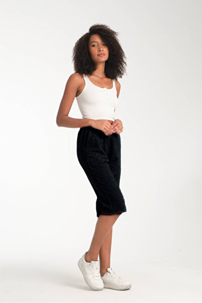 VERSCOVE Kadın Kapri Boy 2 Li Süper Set Yan Cepli Belden Bağcık Ayarlamalı Bermuda Penye Şort