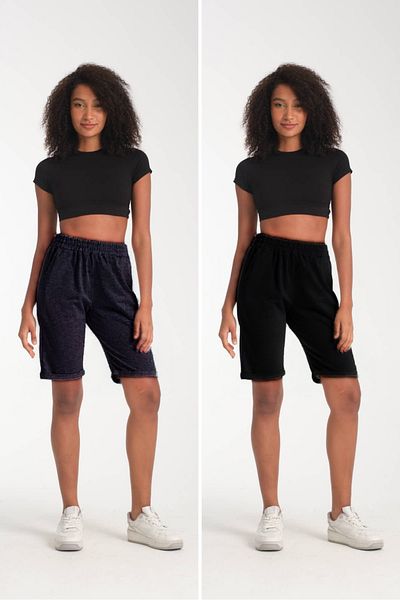 VERSCOVE Women's Double Leg 2-Piece Super Set with Side Pockets, Adjustable Lace-Up Waist, Basic Combed Cotton Shorts