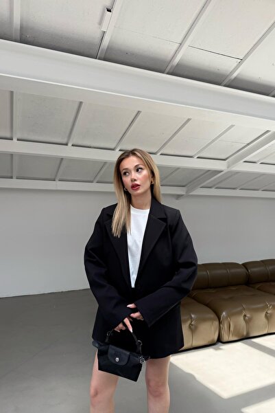 mylove Single Button Blazer Jacket Black