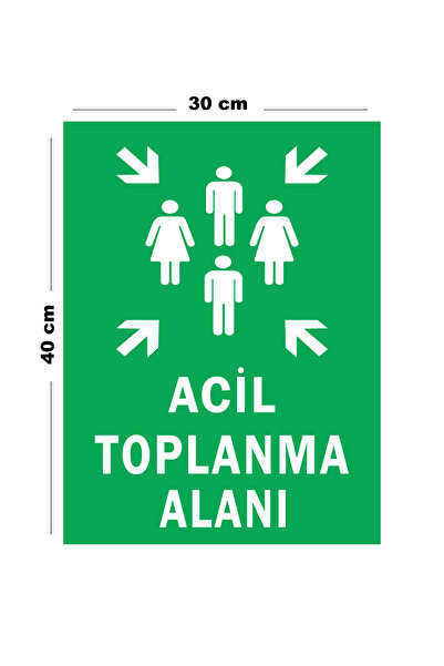 Lucena Metal Acil Toplanma Alanı 30 cm x 40 cm A3 Büyüklüğünde Uyarı Levhası ...