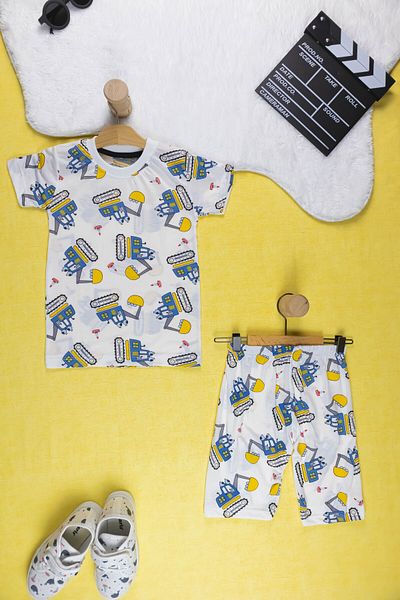 Yalçınoğlu Kids Boys' Suit I Colorful Vibrant Printed Cotton T-Shirt I Comfortable Short-Sleeved Summer T-Shirt & Shorts I