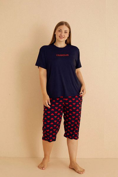 Mihra Soft Textured Milan Fabric Large Size Capri Pajama Set