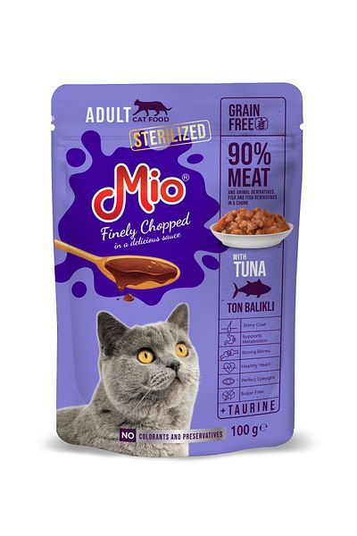 MİO Sterilized wet cat food❤️, 10 sachets for cats 100g Mio Cat Food Premium⭕ cats tuna