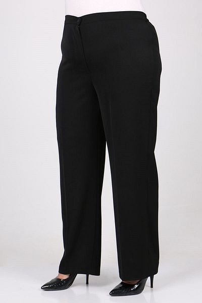 Eslina 29021 Large Size Buttoned Waist Length Lycra Trousers - Black