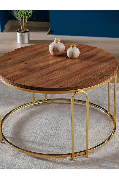 SEDAŞ LIVING UNITS Lenka Orta Sehpa Yuvarlak Gold Metal - Sedaş-lenka-orta-gold