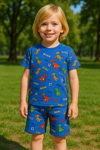 Yalçınoğlu Kids Boys' Suit I Colorful Vibrant Printed Cotton T-Shirt I Comfortable Short-Sleeved Summer T-Shirt & Shorts I