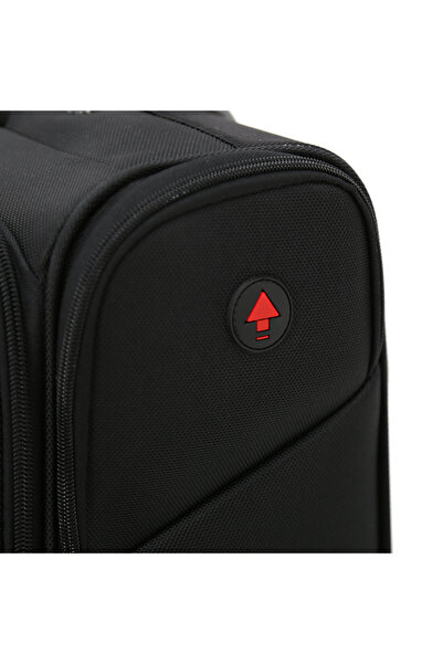 Giordano Softside Double Spinner Wheel Computer trolley bag-17.5 inch Cabin Size, BLACK