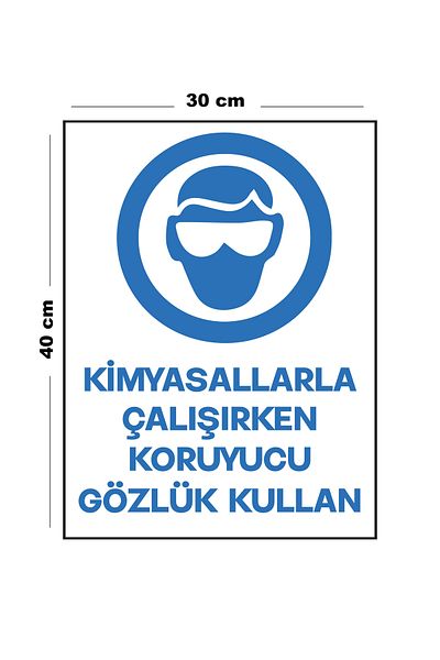 Lucena Metal Use Protective Glasses When Working with Chemicals 30 cm X 40 cm A3 Size Warning Sign