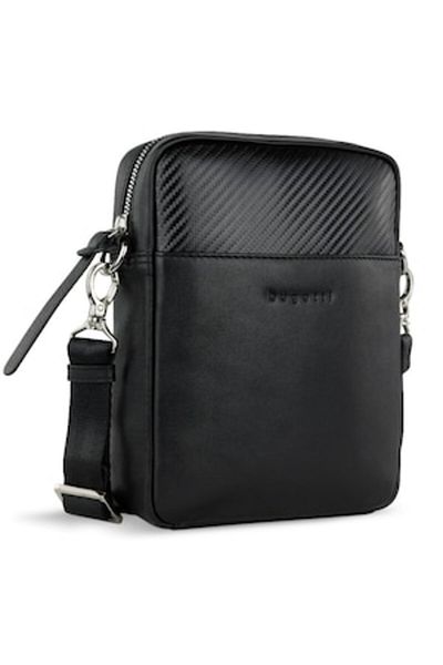 BUGATTI Crossbody Bag, Bugatti, COMET Collection, Black, Natural Leather