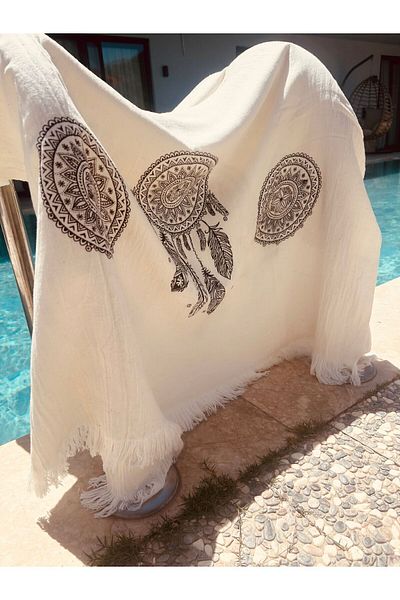 Batu Tasarım 100% Cotton Double Layer Muslin Beach Towel - Dream Catcher