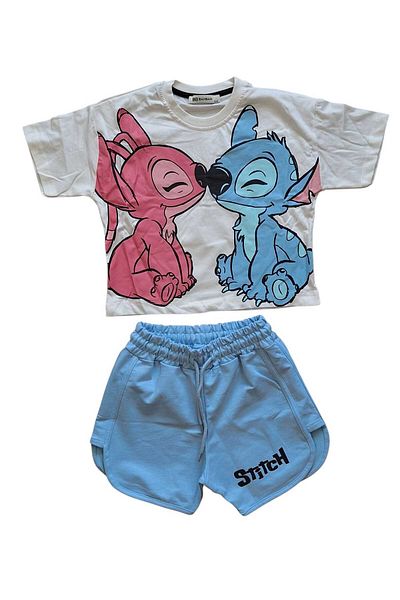 Tiny Girl's Character Detailed Crops T-Shirt and Shorts Set