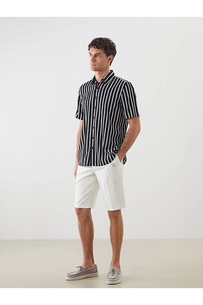 LC Waikiki Southblue ecru standard pattern men's shorts