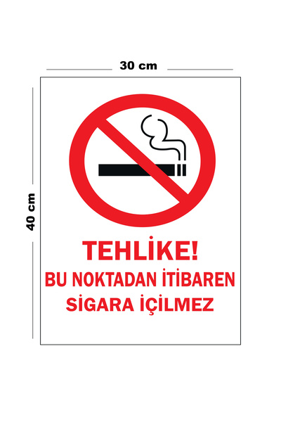 Lucena Metal Tehlike Bu Noktadan İtibaren Sigara İçilmez 30 cm x 40 cm A3 Büy...