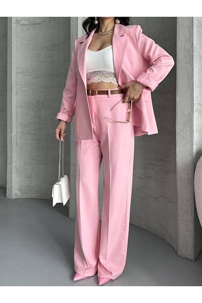 Moda İkra Blazer Jacket Pants Belt Suit