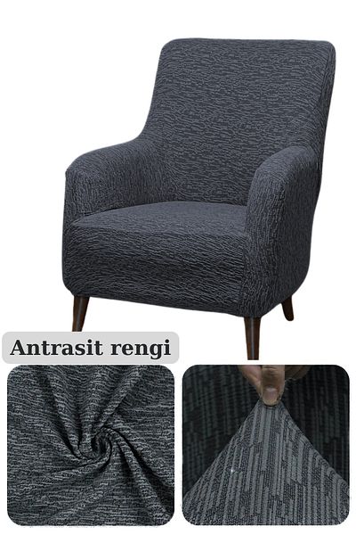 kanway Woven Jacquard Single Sofa Cover. Elastic Flexible Armchair Cover. Tree Bark Pattern