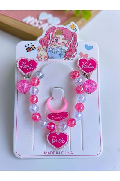 Nisankids Barbi Earrings-Ring-Bangle Set of 3 (Earrings Are Compressed)