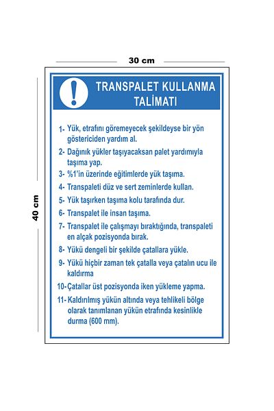 Lucena Metal Pallet Truck Instruction 30 cm X 40 cm A3 Size Warning Sign Directional Sign