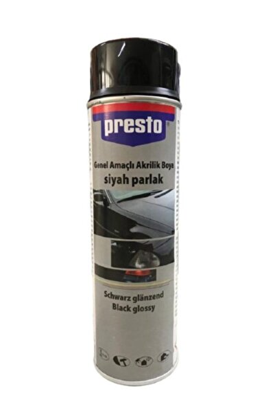 Presto Parlak Siyah Sprey Akrilik Sprey Boya (500ML) ( 12 ADET )