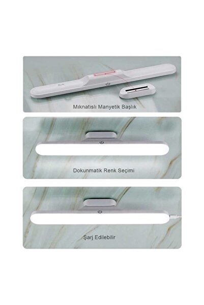 Cata Martı BEYAZ Led Cabinet Light Type-C Şarjlı Aplik 3 Renk Işık Beyaz-Günışığı-Açık Günışığı (640