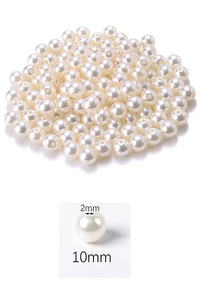 sedustore 50 grams 10mm cream color plastic pearl beads for bags and jewelry making bead (~95pcs)