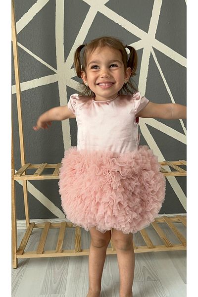 Serackids Baby Girl Child Short Sleeve Tulle Tutu Special Day Party Birthday Princess Satin Evening Dress