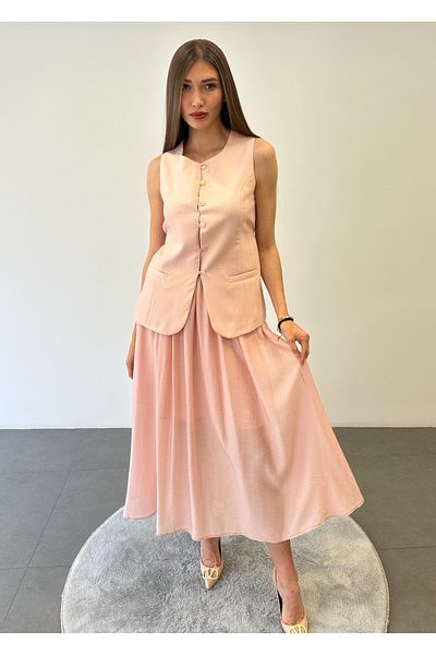 ossons Lined Vest Skirt Set