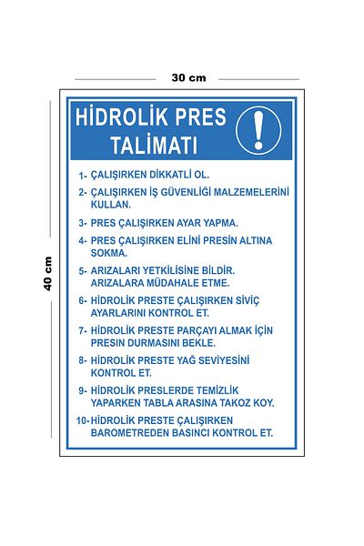 Lucena Metal Hydraulic Press Instruction 30 cm X 40 cm A3 Size Warning Sign Directional Sign